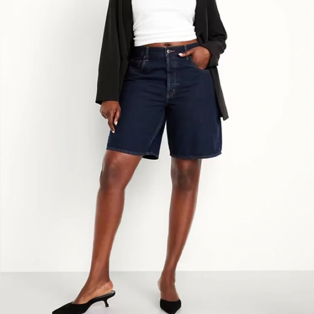 OLD NAVY Mid-Rise Baggy Jean Bermuda Shorts 9-inch inseam Size 12 NEW - Picture 11 of 15